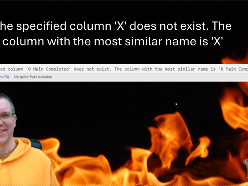 The specified column 'X' does not exist. The column with the most similar name is 'X'