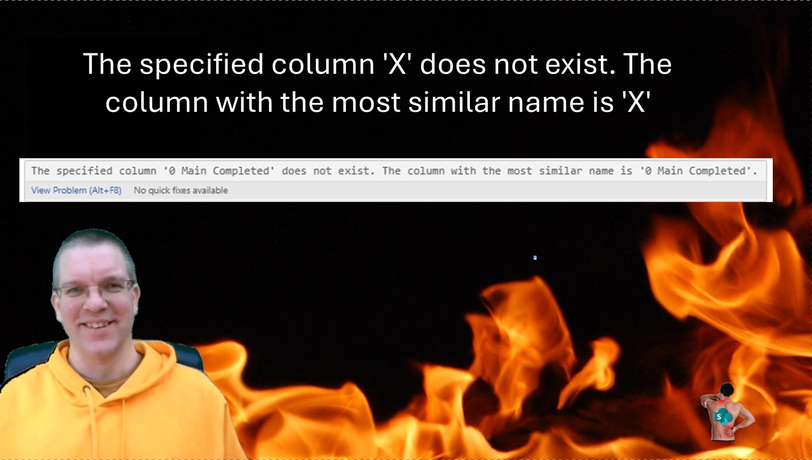 The specified column 'X' does not exist. The column with the most similar name is 'X'