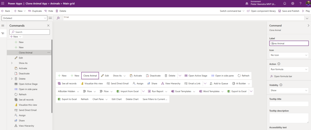 Clone Animal Label updated Rename the command to Clone Animal showing how to clone records in dynamics crm