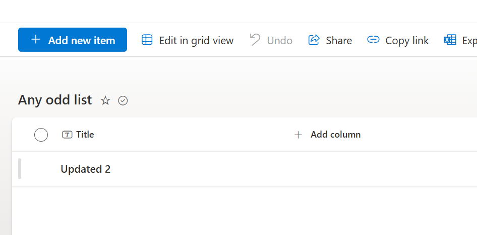 The SharePoint list is updated