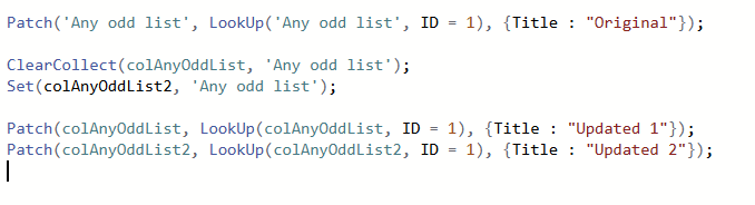 Set vs ClearCollect in Power Apps