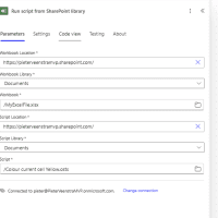 Run Script from SharePoint Library action Run Script from SharePoint Library action