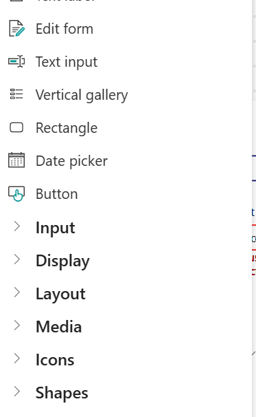 Insert Controls in Power Apps