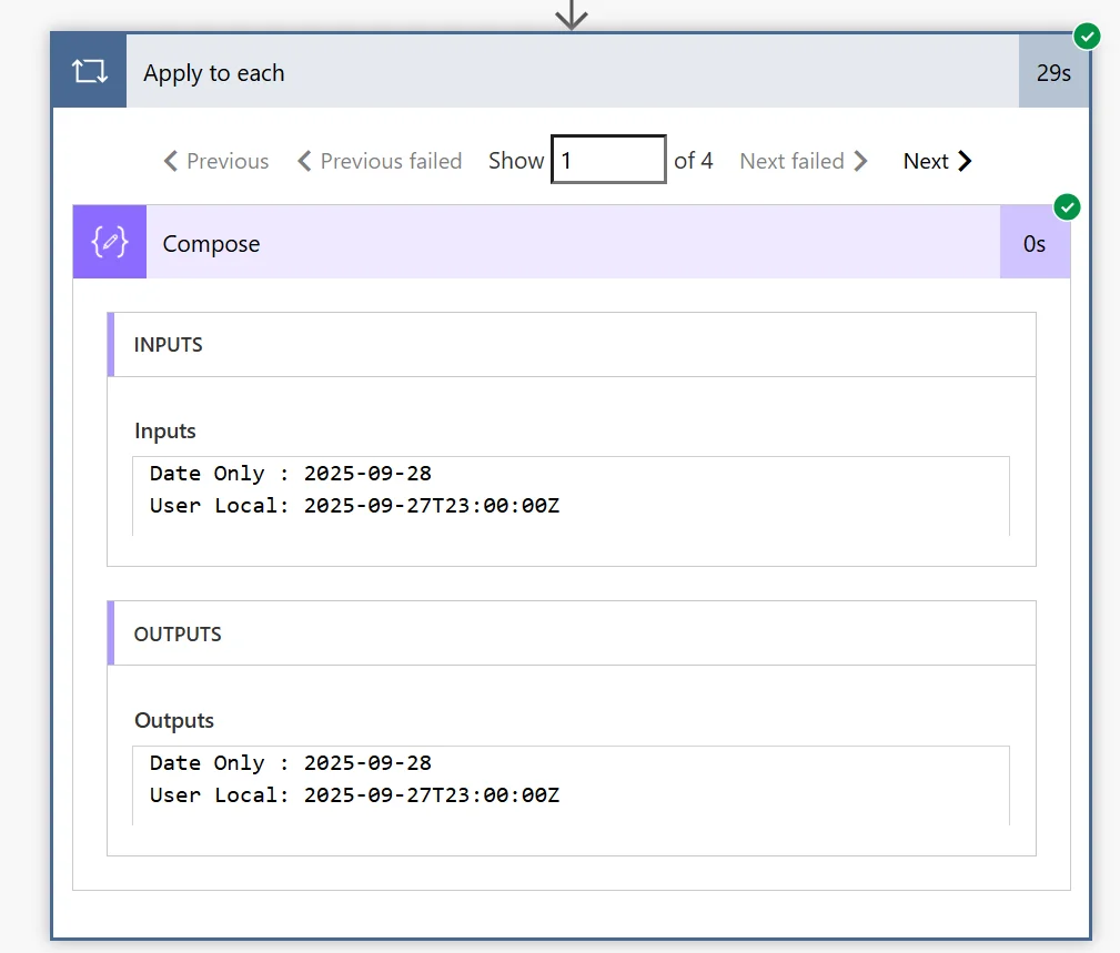 Power Automate showing the wrong date during the summer time