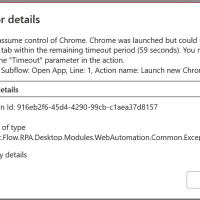 Failed to assume control of Chrome. Chrome was launched but could not get the active tab within the remaining timeout period
