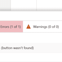 Error message indicating failure to press the button in the automated testing process, showing the type and description of the error.