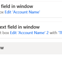 Flow steps to focus and populate text fields in Power Automate Desktop for a simple app.