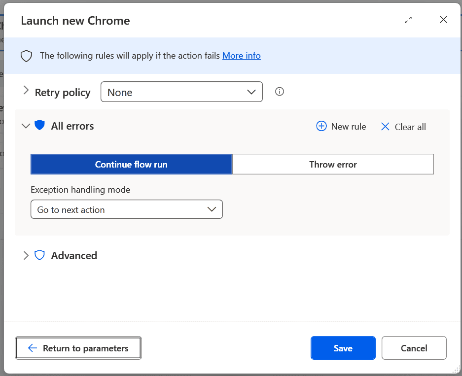 image 79 On Error settings set to continue