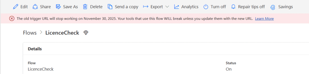 image 84 The old trigger URL will stop working on November 30, 2025. Your tools that use this flow WILL break unless you update them with the new URL.