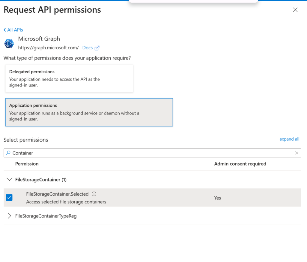 Adding the permissions required