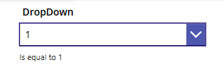 Dropdown menu displaying the number 1 with an arrow for expanding options, labeled 'Is equal to 1'.