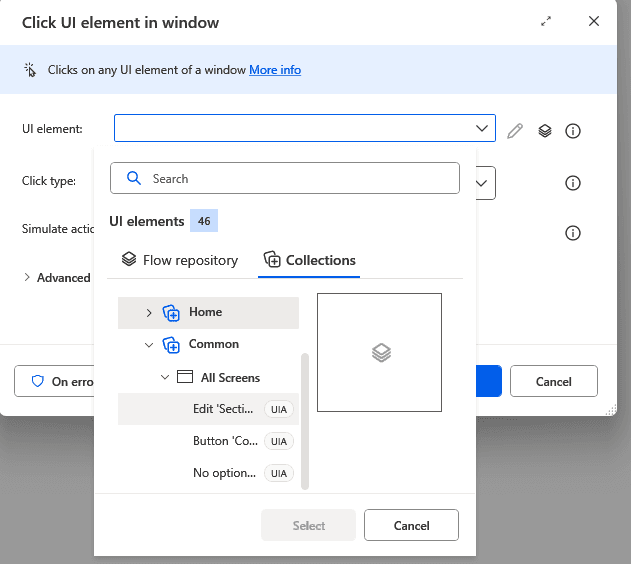 Select UI Elements from collections