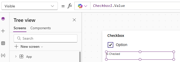 User interface displaying a tree view on the left and a checkbox labeled 'Option' on the right, which is currently checked.