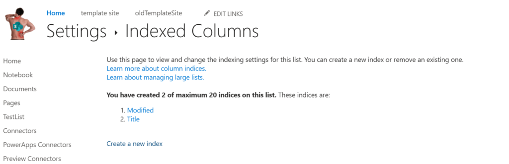 Create an index on my list
