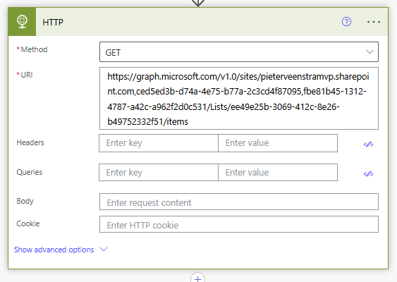 Collect all items using the Graph API and the HTTP action