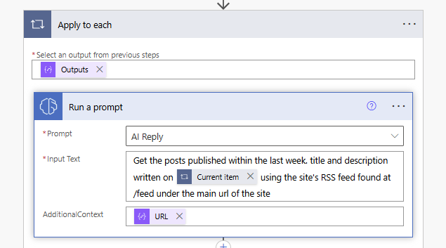 Attempt to collect posts using Run a Prompt action