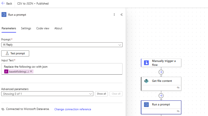 Get Power Automate to convert CSV files to JSON
