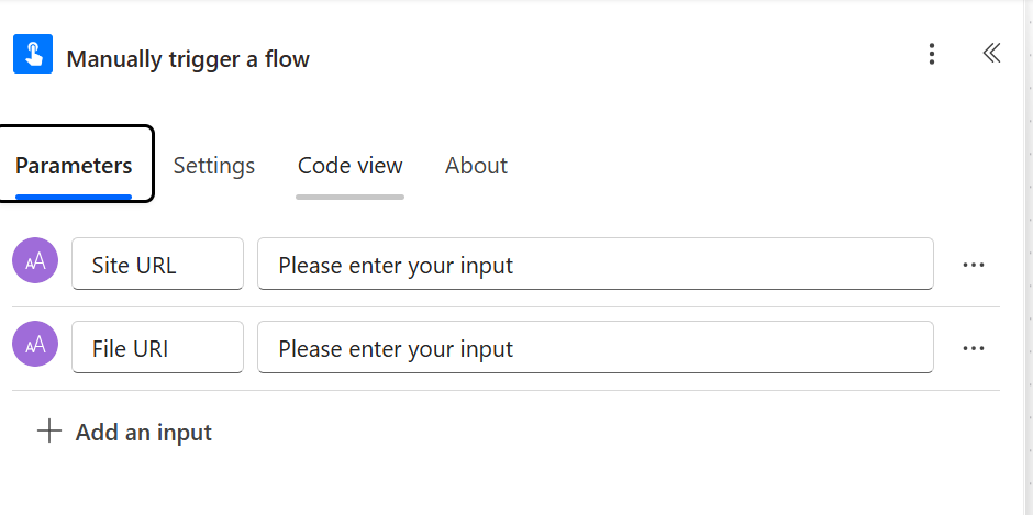 image 31 Two input parameters for the trigger