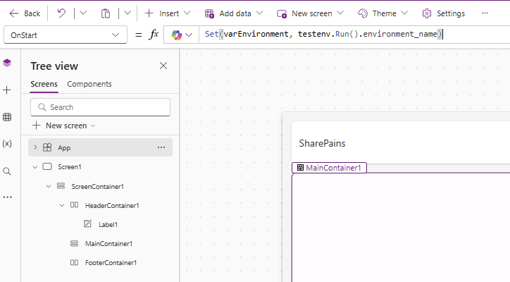 environment name in Power Apps
