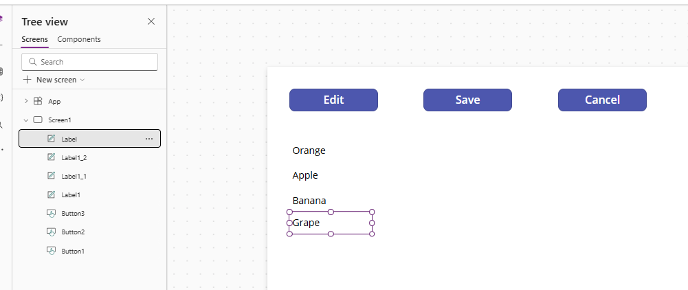 Select a control in the app