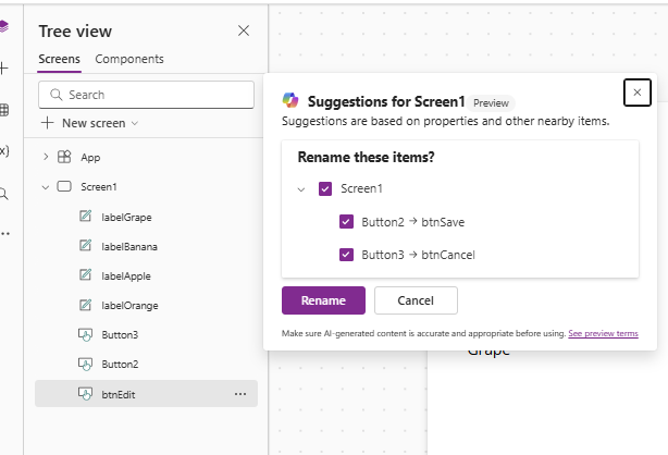 Same control rename process for buttons
