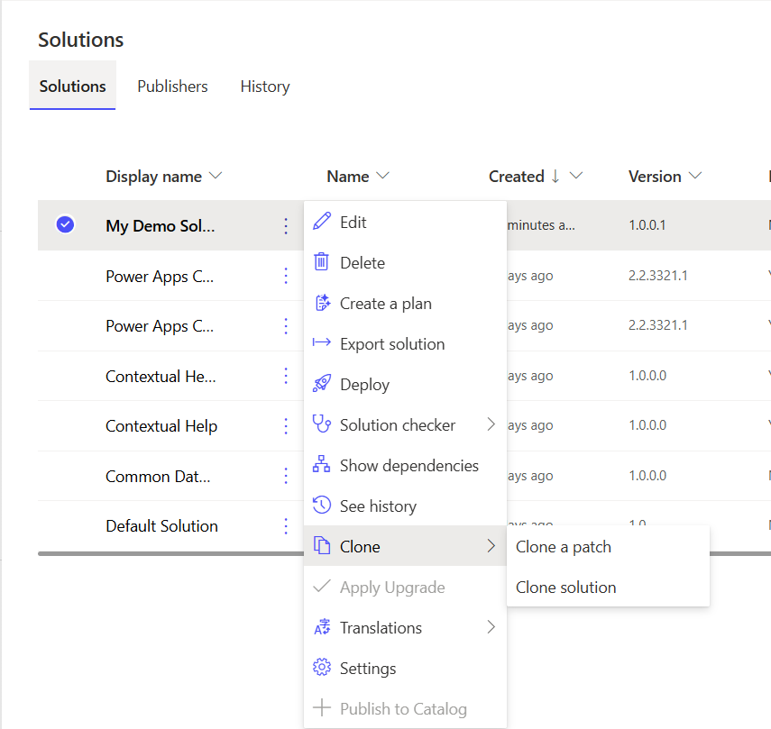 image 10 Clone a patch and Clone solution to prepare deployment and rollback