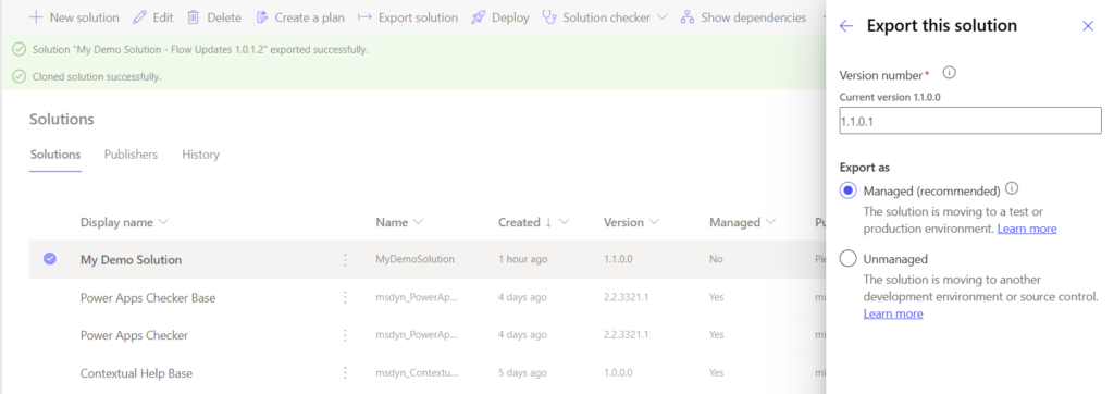 image 18 Export the merged solution, ready for deployment to test