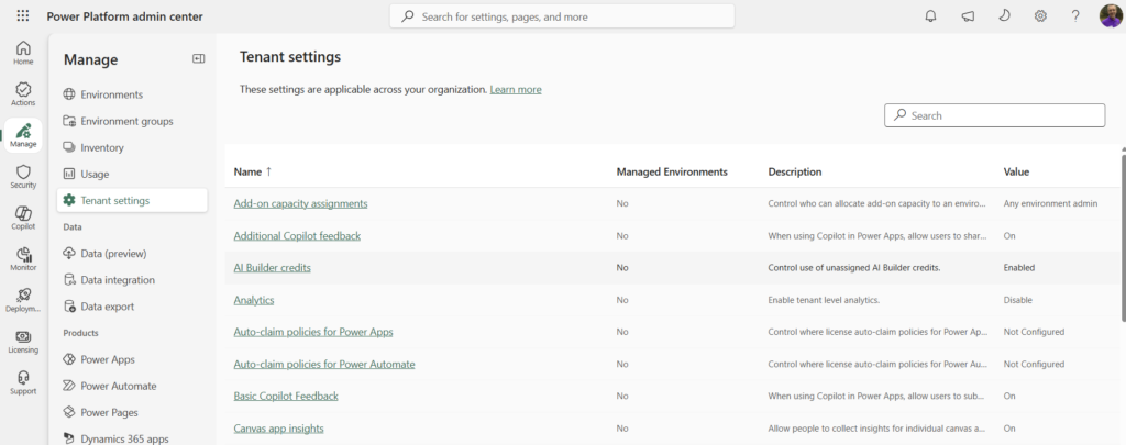 image 35 Tenant Settings in the Power Platform Admin Center