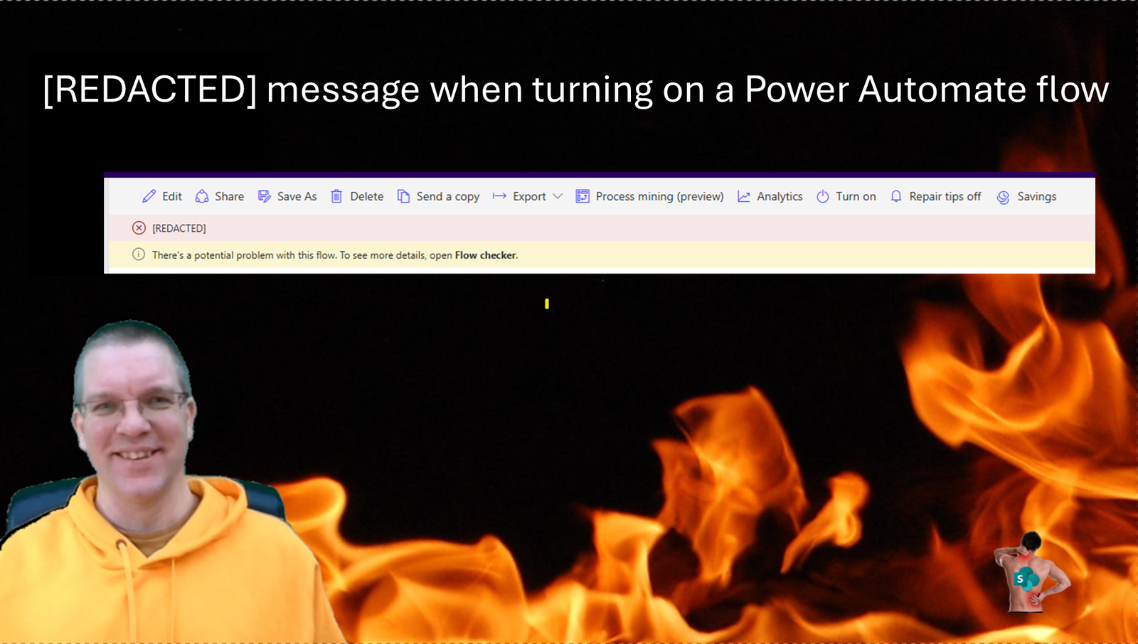 [REDACTED] message when turning on a Power Automate flow