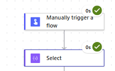 image 25 Diagram showing two process blocks: one labeled 'Manually trigger a flow' with a check mark, and another labeled 'Select' also with a check mark.
