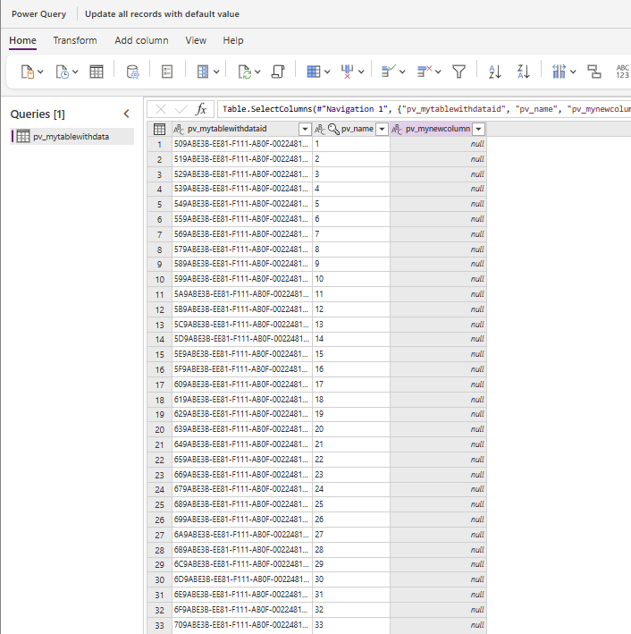 Bulk update records within a Dataverse table