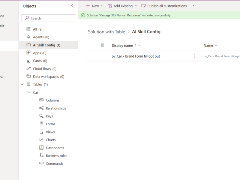 AI Skill Config in Power Platform